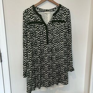 Altard State Tucks and Turns Dress Green Cream Size M